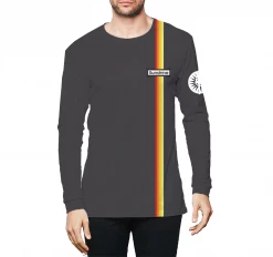 T6 Sunshine Men's 2012 Rainbow Side Stripe Plush LS Black