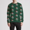 HittershouseLA Santa Pattern Green Sweater